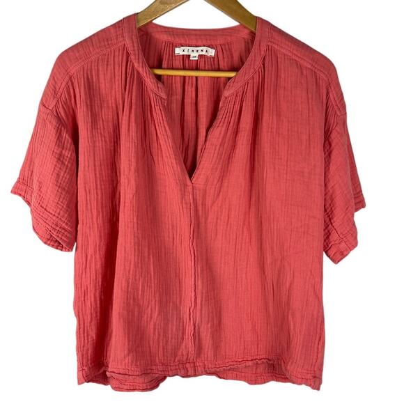 XiRENA Tops - Xirena Clem Lightweight Gauzy Boho V-Neck Top in Paprika Size XS